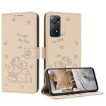 For Redmi Note 12 Pro 4G Embossed Kitten Phone Leather Case with Lanyard(Beige)