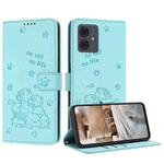 For Motorola Moto G04 / G24 / G04s Embossed Kitten Phone Leather Case with Lanyard(Mint Green)