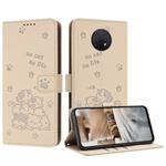 For Nokia G10 / G20 / G300 Embossed Kitten Phone Leather Case with Lanyard(Beige)