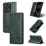 For Xiaomi 14T Pro AZNS Magnetic Calf Texture Flip Leather Phone Case(Dark Green)