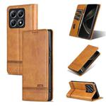 For Xiaomi 14T AZNS Magnetic Calf Texture Flip Leather Phone Case(Light Brown)
