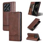 For Xiaomi 14T AZNS Magnetic Calf Texture Flip Leather Phone Case(Dark Brown)