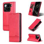 For Xiaomi 15 AZNS Magnetic Calf Texture Flip Leather Phone Case(Red)