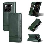 For Xiaomi 15 AZNS Magnetic Calf Texture Flip Leather Phone Case(Dark Green)