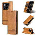 For Xiaomi 15 AZNS Magnetic Calf Texture Flip Leather Phone Case(Light Brown)