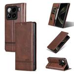For Xiaomi 15 AZNS Magnetic Calf Texture Flip Leather Phone Case(Dark Brown)