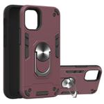 For iPhone 12 mini Armour Series PC + TPU Protective Case with Ring Holder(Wnie Red)