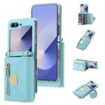 For Samsung Galaxy Z Flip6 POLA Love Buckle Multi-Card Slots Zipper Wallet Phone Case(Blue)