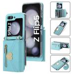 For Samsung Galaxy Z Flip5 POLA Love Buckle Multi-Card Slots Zipper Wallet Phone Case(Blue)