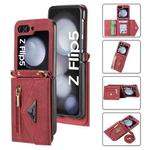 For Samsung Galaxy Z Flip5 POLA Skin Feel Multi-Card Slots Zipper Wallet Phone Case(Red)