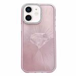 For iPhone 12 Diamond Texture TPU Hybrid PC IMD Phone Case(Pink)