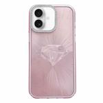 For iPhone 16 Diamond Texture TPU Hybrid PC IMD Phone Case(Pink)