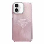 For iPhone 16 Plus Diamond Texture TPU Hybrid PC IMD Phone Case(Pink)