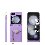 For Samsung Galaxy Z Flip5 POLA Litchi Texture Love Buckle Multi-Card Slots Zipper Wallet Phone Case(Purple)