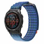 For Garmin 22mm Dual Sections Sports Style Nylon Loop Hook and Loop Fastener Watch Band(Blue)