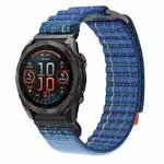 For Garmin 26mm Dual Sections Sports Style Nylon Loop Hook and Loop Fastener Watch Band(Blue)