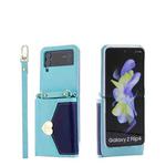 For Samsung Galaxy Z Flip4 POLA Color Block Love Buckle Multi-Card Slots Wallet Phone Case(Blue)