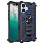 For iPhone 16 Armor Shockproof TPU Hybrid PC Magnetic Phone Case with Holder(Blue)