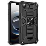 For iPhone 16e Armor Shockproof TPU Hybrid PC Magnetic Phone Case with Holder(Black)