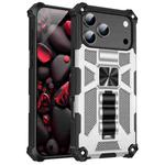 For iPhone 17 Pro Max Armor Shockproof TPU + PC Magnetic Phone Case with Holder(Silver)