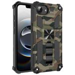 For iPhone 16e Camouflage Armor Kickstand TPU Hybrid PC Magnetic Phone Case(Army Green)