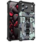 For iPhone 17 Pro Max Camouflage Armor Kickstand TPU + PC Magnetic Phone Case(Mint Green)