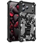For iPhone 17 Pro Camouflage Armor Kickstand TPU + PC Magnetic Phone Case(Black)