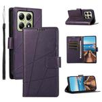 For Xiaomi 14T PU Genuine Leather Texture Embossed Line Phone Case(Purple)