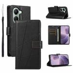 For Xiaomi Poco X7 Pro / Redmi Turbo 4 PU Genuine Leather Texture Embossed Line Phone Case(Black)