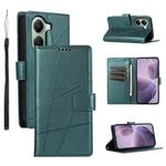 For Xiaomi Poco X7 Pro / Redmi Turbo 4 PU Genuine Leather Texture Embossed Line Phone Case(Green)
