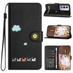 For OPPO A80 Cartoon Cats Leather Phone Case(Black)