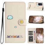 For OPPO A93 5G / A74 5G Cartoon Cats Leather Phone Case(Beige White)