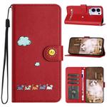 For OPPO Reno13 F 5G Cartoon Cats Leather Phone Case(Red)