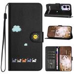 For OPPO Reno13 F 5G Cartoon Cats Leather Phone Case(Black)