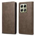 For Xiaomi 14T Business Solid Color Magnetic RFID Leather Phone Case(Brown)