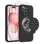 For iPhone 15 Silicone Suction Cup MagSafe Phone Case with Screen Film(Black)