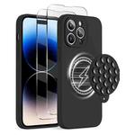 For iPhone 14 Pro Max Silicone Suction Cup MagSafe Phone Case with Screen Film(Black)