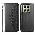 For Xiaomi 14T Cubic Grid Calf Texture Magnetic Leather Phone Case(Black)