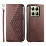 For Xiaomi 14T Cubic Grid Calf Texture Magnetic Leather Phone Case(Brown)