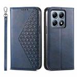 For Xiaomi 14T Pro Cubic Grid Calf Texture Magnetic Leather Phone Case(Blue)