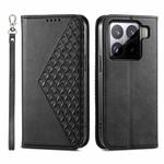 For Xiaomi 15 Cubic Grid Calf Texture Magnetic Leather Phone Case(Black)