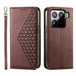 For Xiaomi 15 Cubic Grid Calf Texture Magnetic Leather Phone Case(Brown)
