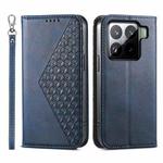 For Xiaomi 15 Cubic Grid Calf Texture Magnetic Leather Phone Case(Blue)