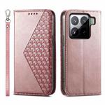For Xiaomi 15 Cubic Grid Calf Texture Magnetic Leather Phone Case(Rose Gold)