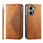 For Xiaomi Poco X7 Pro / Redmi Turbo 4 Cubic Grid Calf Texture Magnetic Leather Phone Case(Yellow)