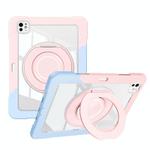 For iPad Pro 13 2024 Crystal Armor PC Hybrid TPU Tablet Case with Pen Slot(Blue Pink)