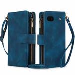 For Google Pixel 6 Dream 9-Card Zipper Wallet RFID Leather Phone Case with Lanyard(Blue)