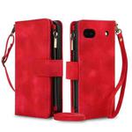 For Google Pixel 6 Dream 9-Card Zipper Wallet RFID Leather Phone Case with Lanyard(Red)