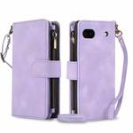 For Google Pixel 6 Dream 9-Card Zipper Wallet RFID Leather Phone Case with Lanyard(Purple)