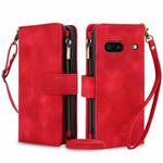 For Google Pixel 7 Dream 9-Card Zipper Wallet RFID Leather Phone Case with Lanyard(Red)